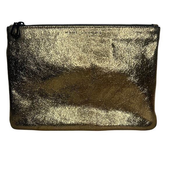 Marc Jacobs Gold Leather Zip Clutch Bag - Picture 5 of 6